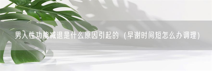 男人性功能减退是什么原因引起的（早谢时间短怎么办调理）(1)